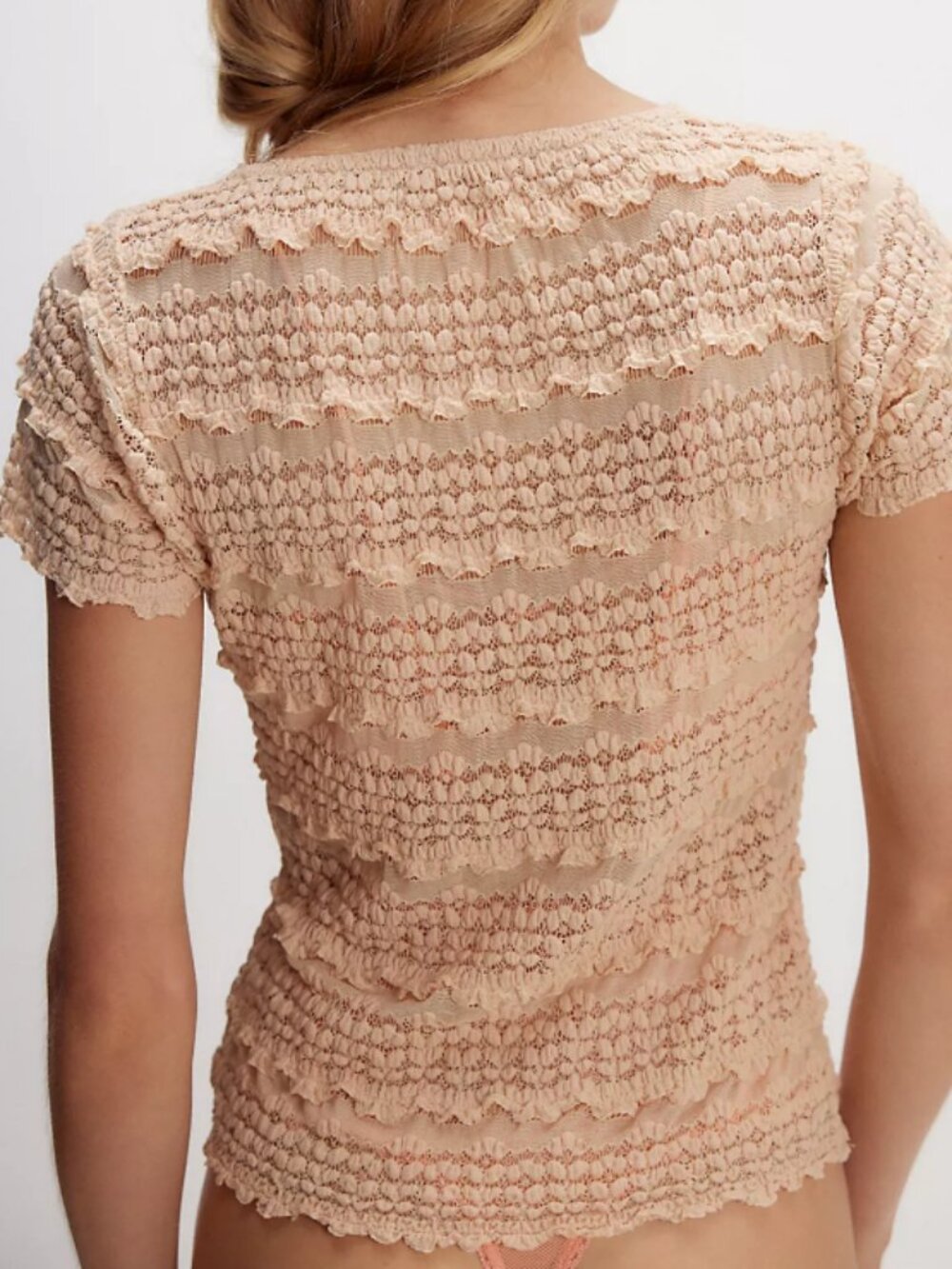NWT Free People Angelina Lace Tee in Tea - Picture 7 of 8